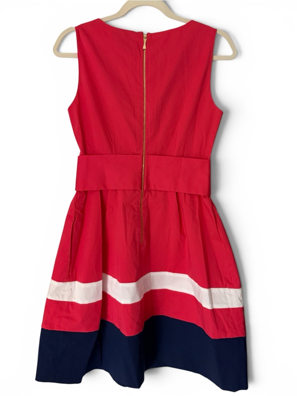 Kate Spade Sawyer Belted Colorblock Dress Pink/Red White Navy Stripe Fit Flare 6 - Picture 5 of 13